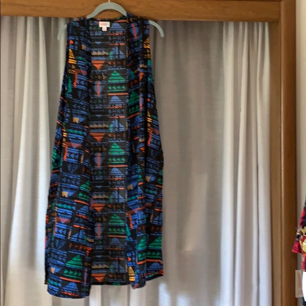 Lularoe multi print sleeveless jacket